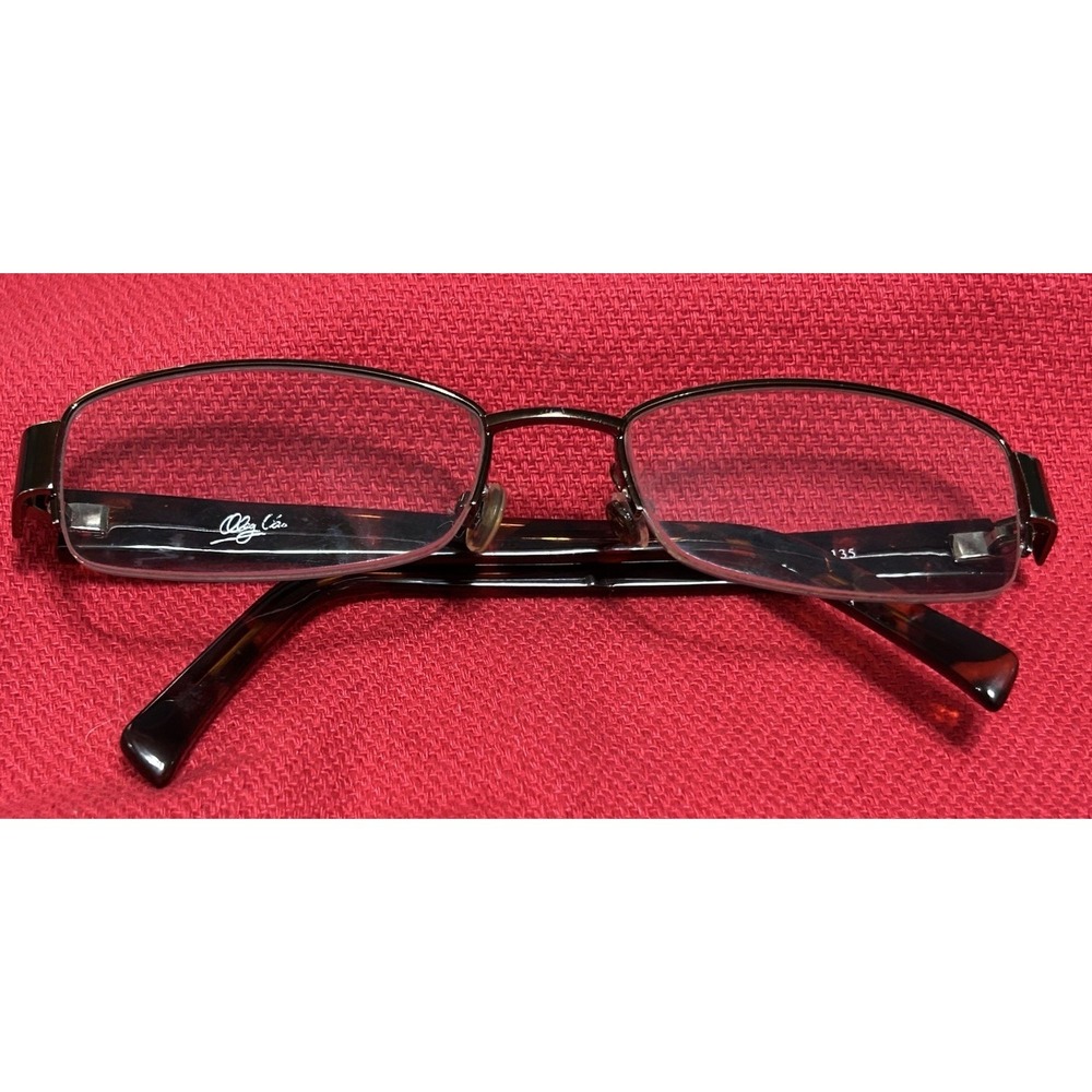 Oleg Cassini Eyeglasses Frame Only Brown Metal Rectangle